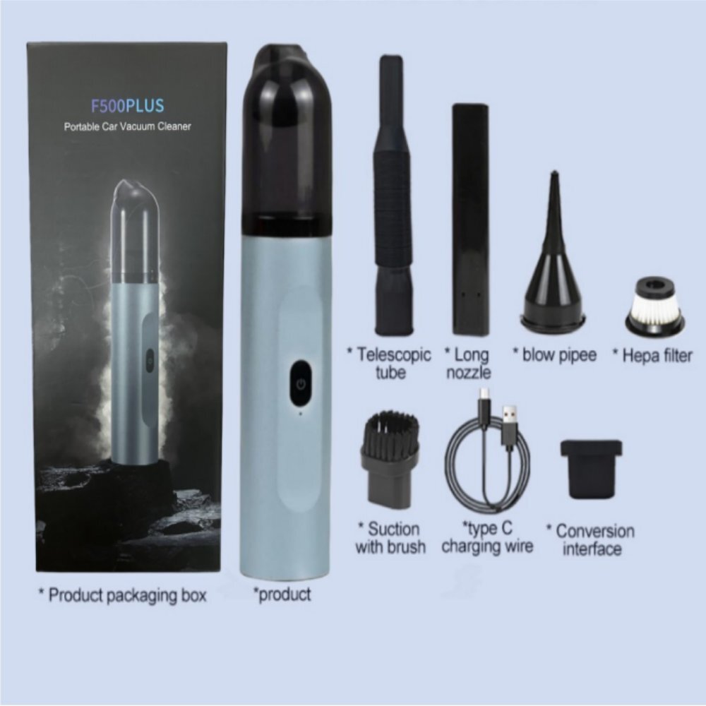 4in1 Portable Mini Vacuum F500Plus Slim Car Vacuum 15000PA High Power Low Noise