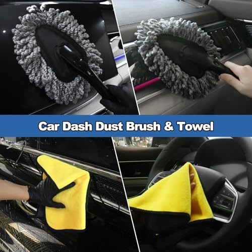 14Pcs Car Cleaning Kit – Windshield Cleaner Tool, Extendable Handle, Microfiber