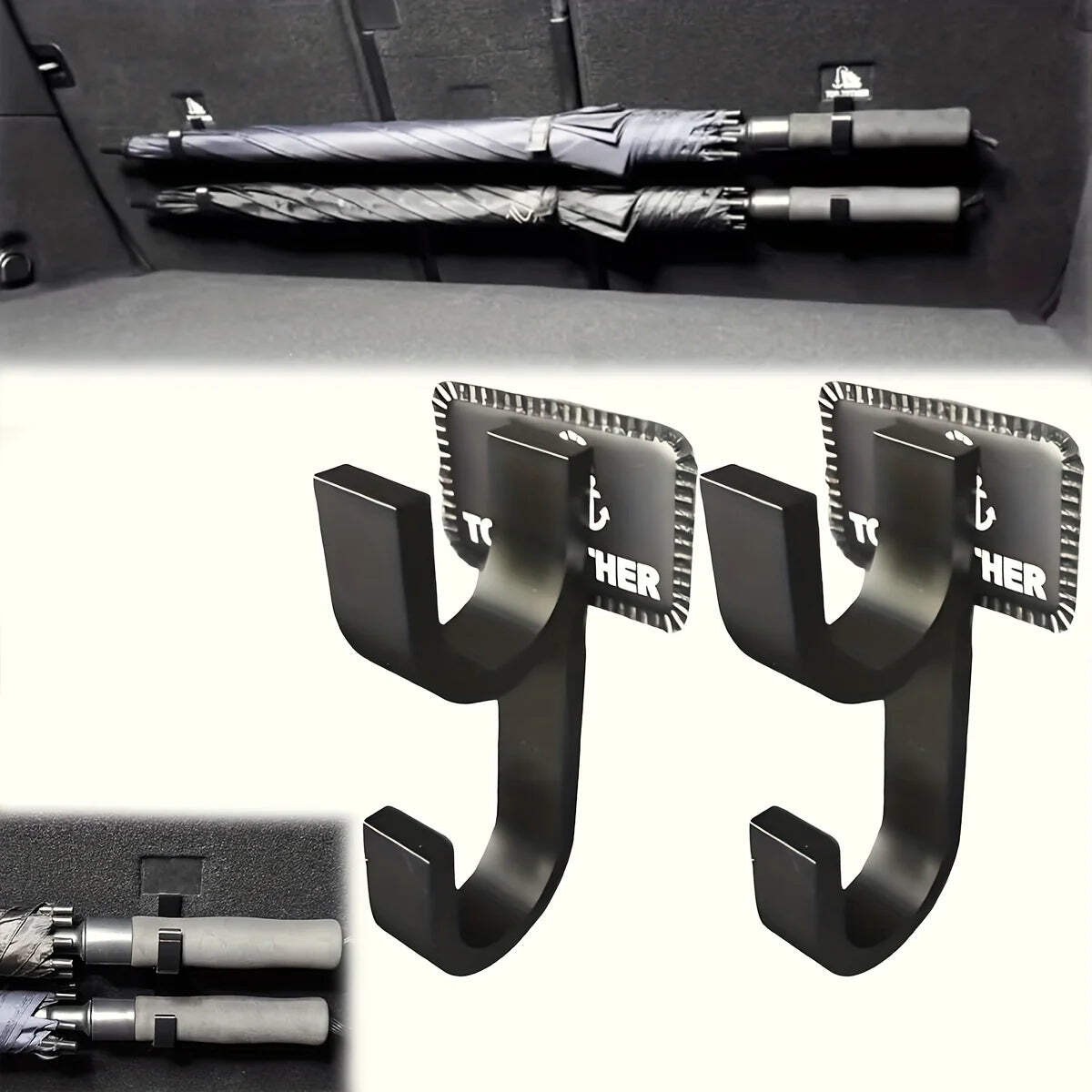 Car Umbrella Hooks Trunk Hangers Universal for Sedans with No-Drill SUV Truck