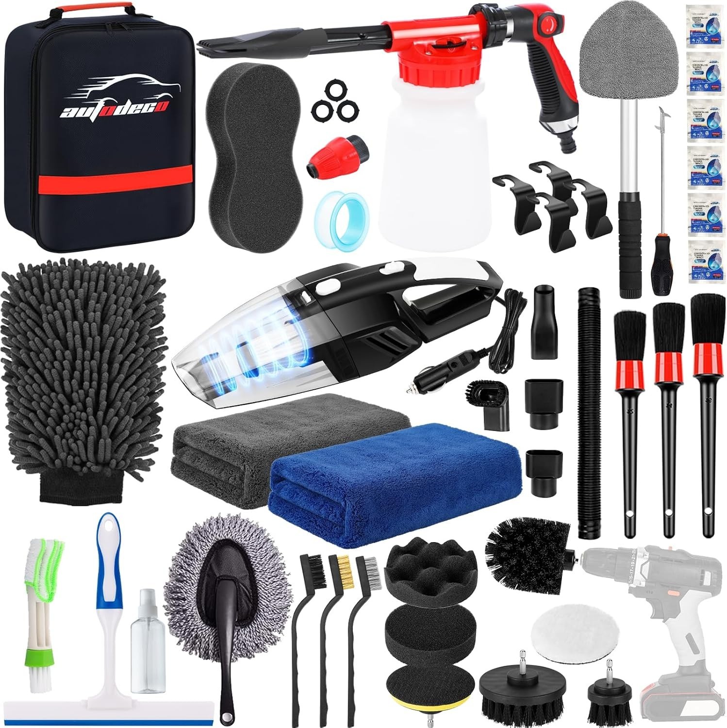40Pcs Car Wash Detailing Kit Cleaning Kits with Foam Gun Sprayer Vacuum with …