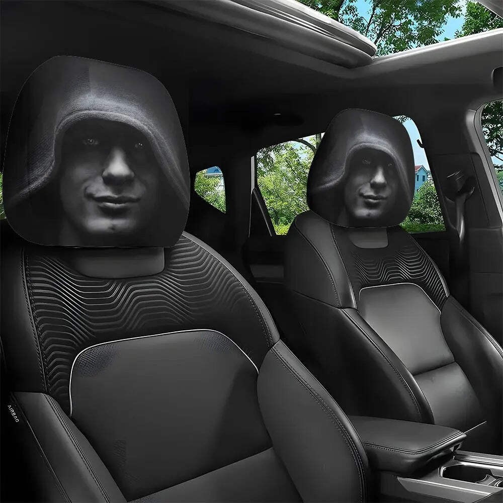 2pcs Dark Aesthetic Mysterious Portrait Print Car Headrest Covers Fit Interior