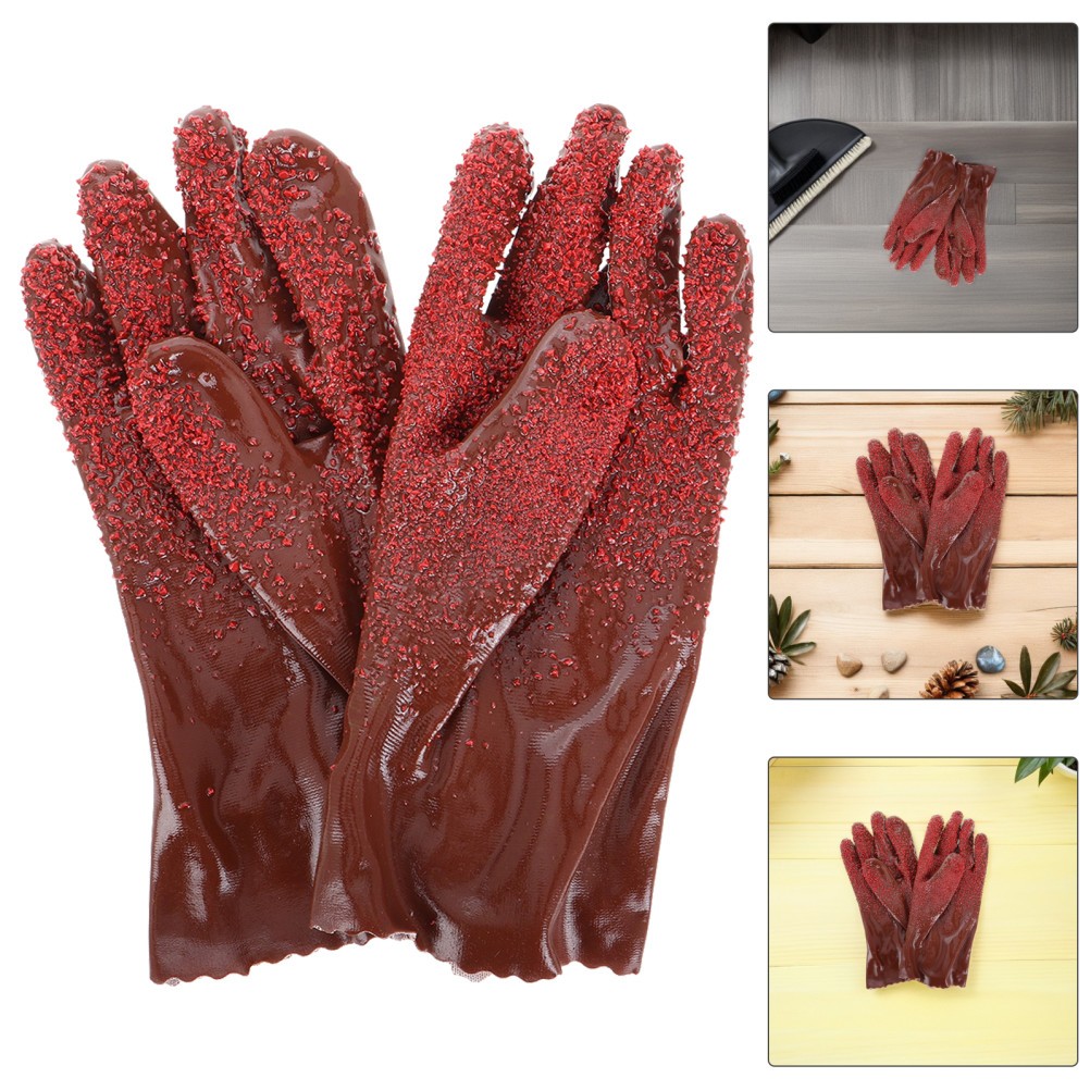 2 Pairs Non-slip Cleaning Gloves Thick Dishwashing for Dishes Commercial