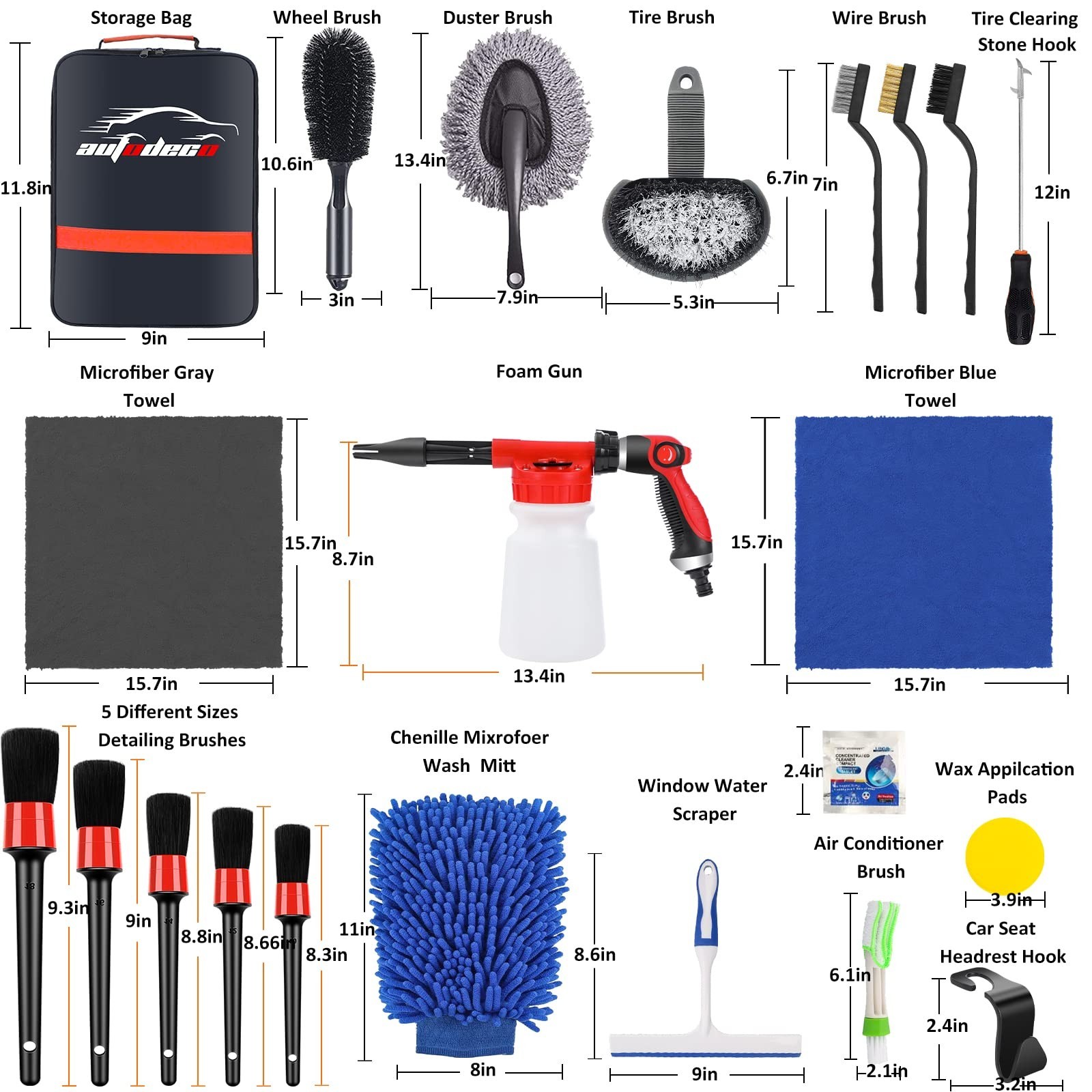 33Pcs Car Wash Detailing Kit – Foam Gun, Brushes, Mitts & Towels – Complete Clea