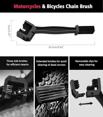 6PCS Motorcycle Cleaning Kit – Boar Hair Brush, Bendable Wheel Brush, Mitt & Tow