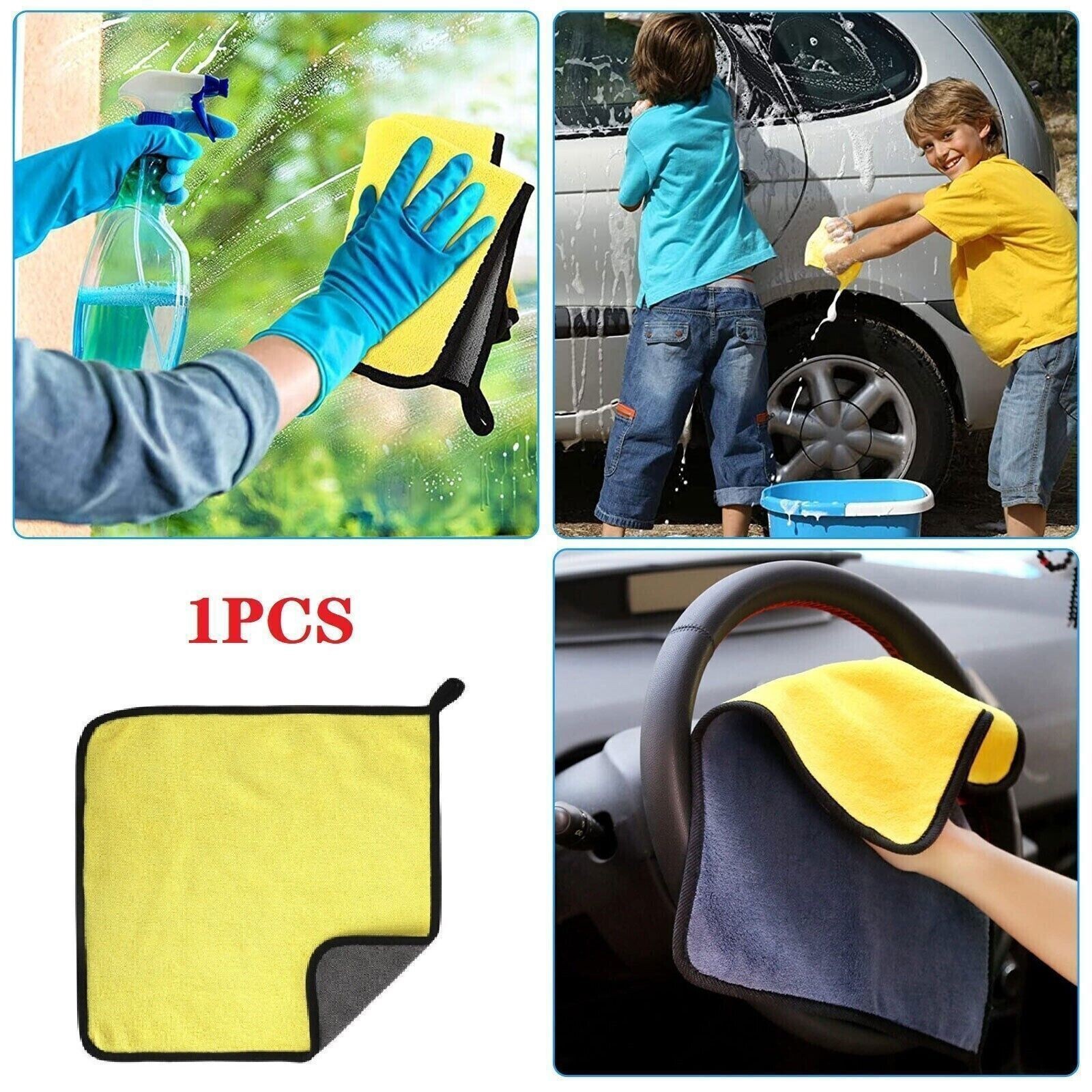 5pcs Microfiber Cleaning Cloth Car Wash Towel Drying Rag Car Polishing