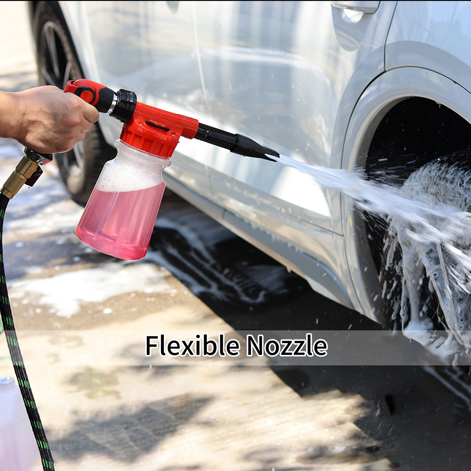 Car Wash Foam with 1L Transparent Bottle Nozzle Connector Foam Y9P9