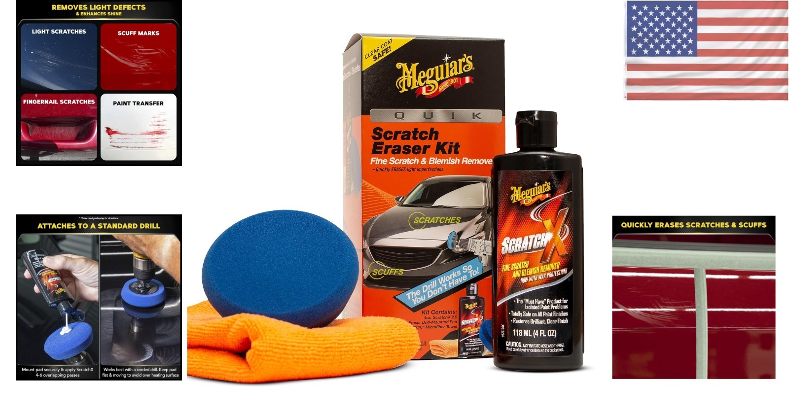 All-in-One Quik Scratch Eraser Kit for Cars – Clear Coat Safe & Fast Results