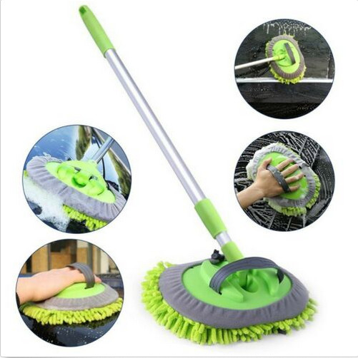 Car Wash Brush Extendable Pole Revolving Care Washing Brush Sponge Cleaning Too*