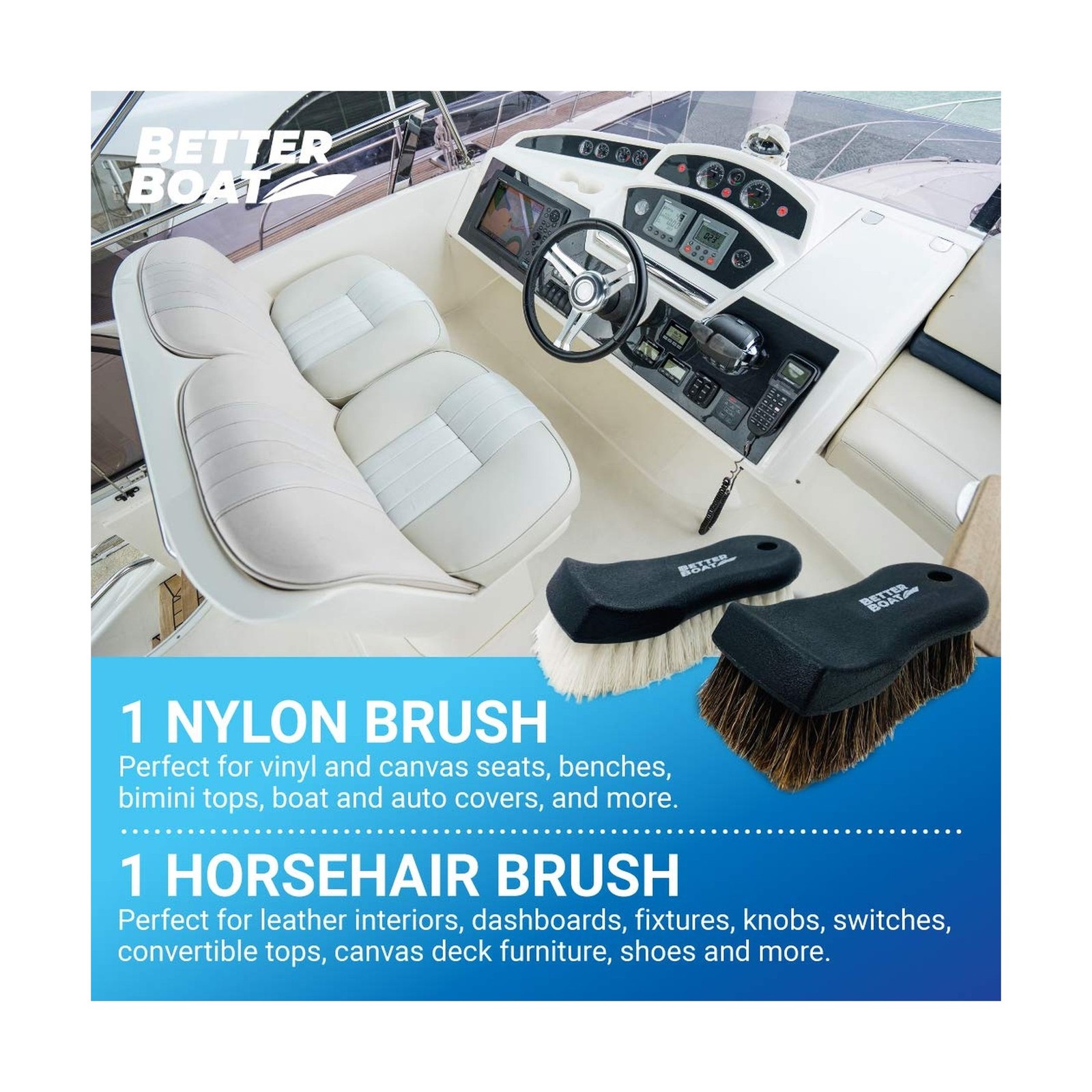 Upholstery Brush Set, Carpet and Car Cleaning Brushes, Horsehair Detailing Br…