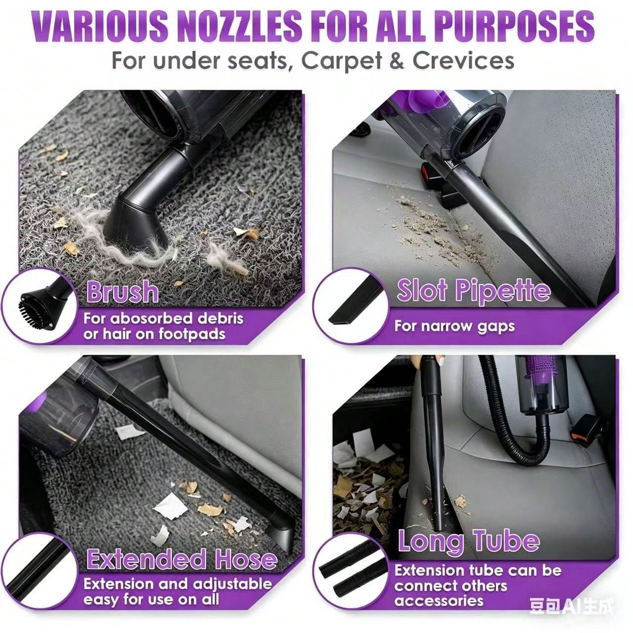 Car Detailing Kit Handheld Vacuum Interior Cleaning Brush Wash Tool Set