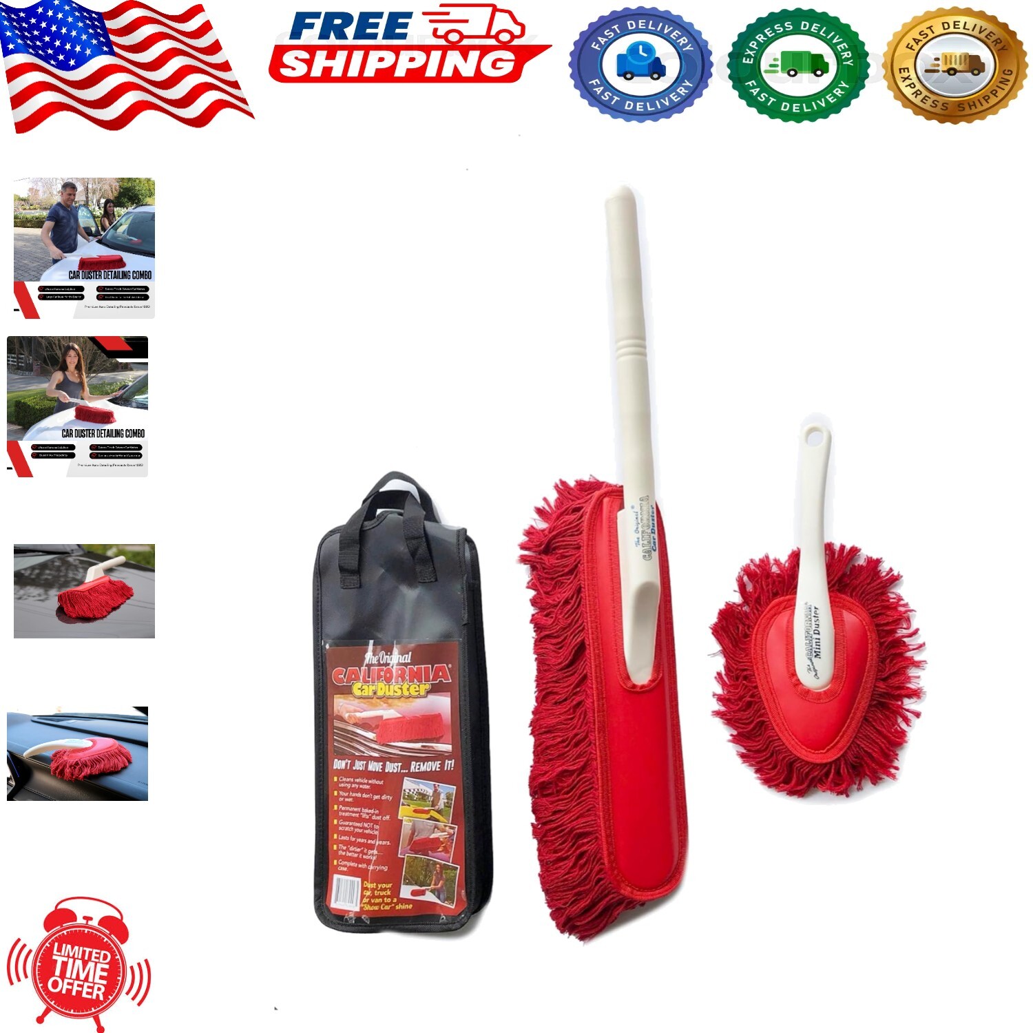 Essential 100% Cotton Duster Kit with Plastic Handle for Car Care – 25″ Long