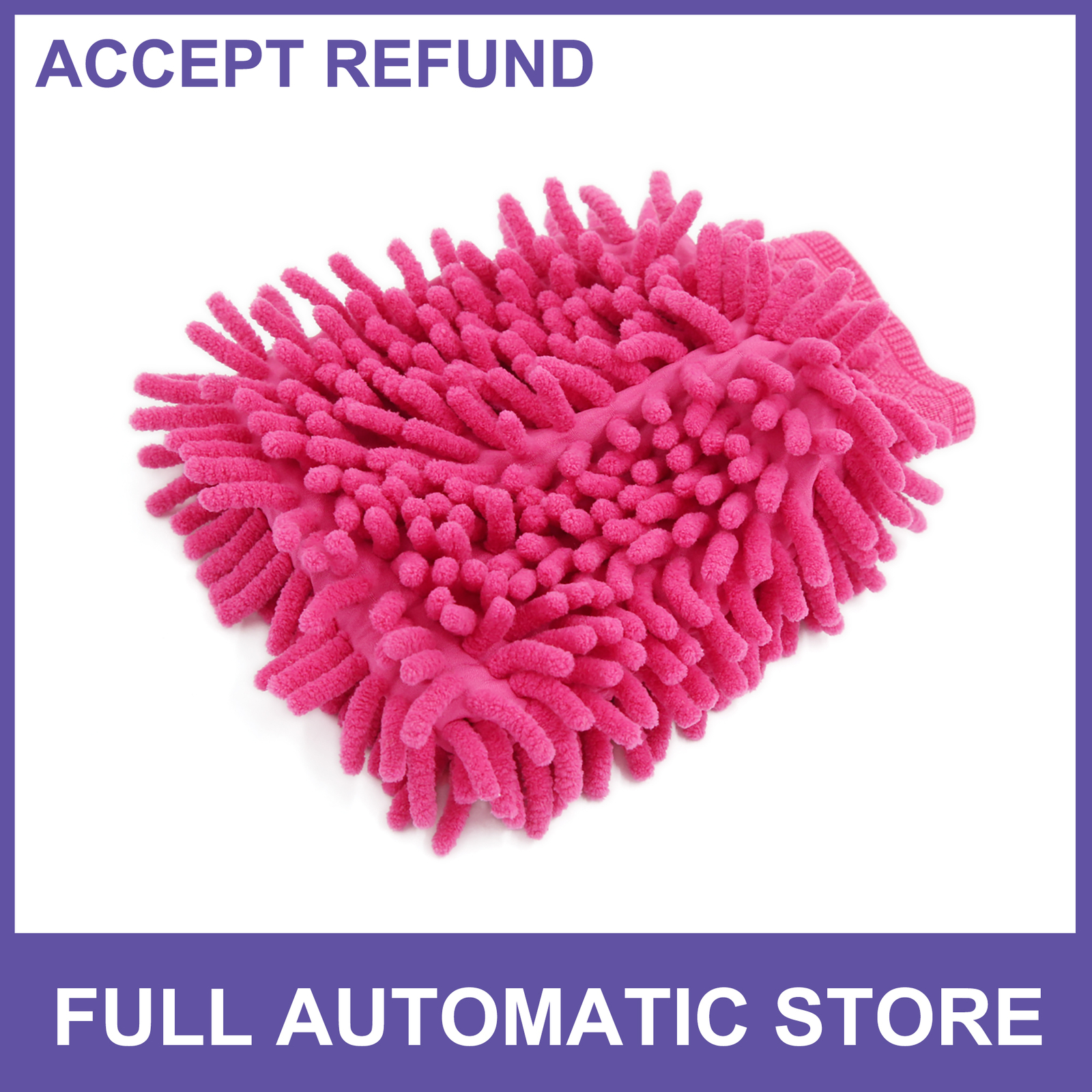 One Car Cleaning Fuchsia Microfiber Chenille Mitten Glove Brush Cleaner