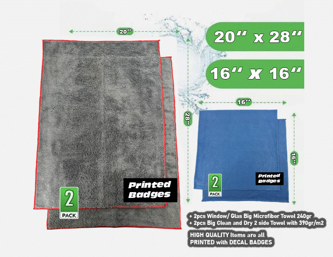 6Pack Car care Microfiber Detailing For Quattro Wash Mitt dry Towel Cleaning