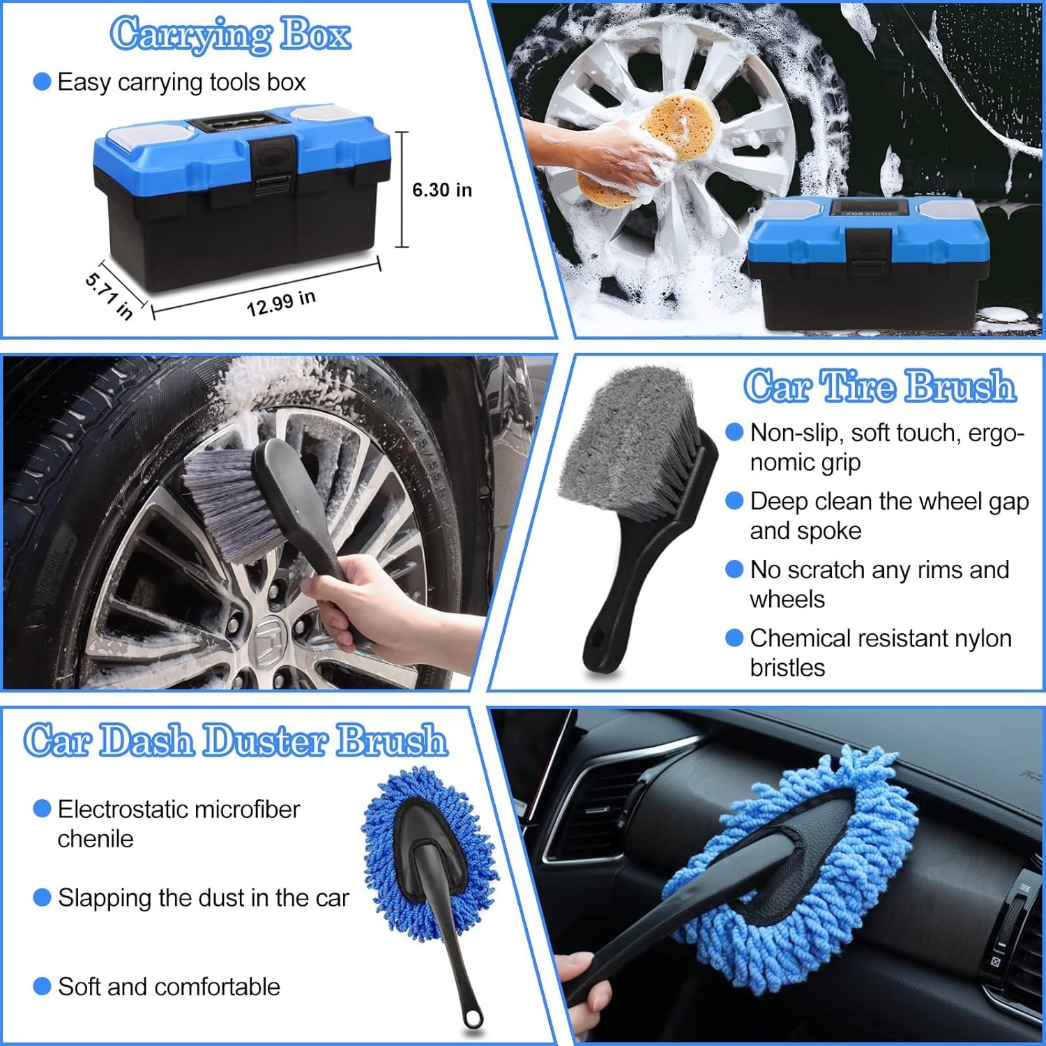 27Pcs Car Detailing Kit, Car Cleaning Kit, Car Detailing Brush Set, Drill Bru…