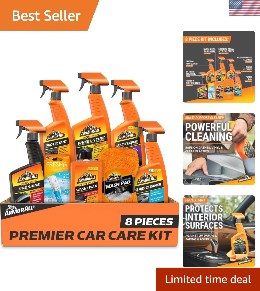 All-in-One Premier Car Detailing Kit: 8 Essential Products for Glossy Finish