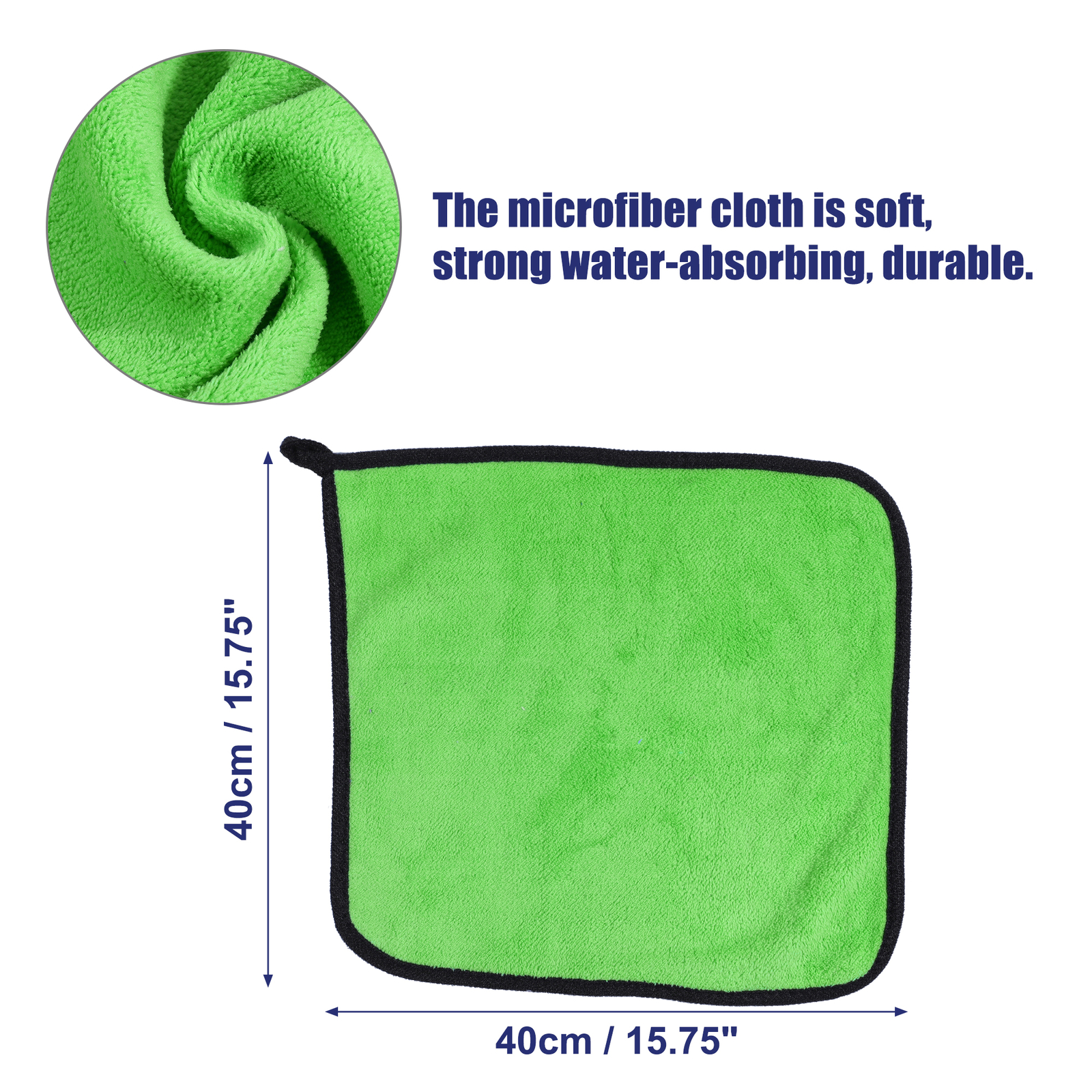 40 x 40cm 600GSM Microfiber Absorbent Car Drying Cloth Gray Green Item of 3