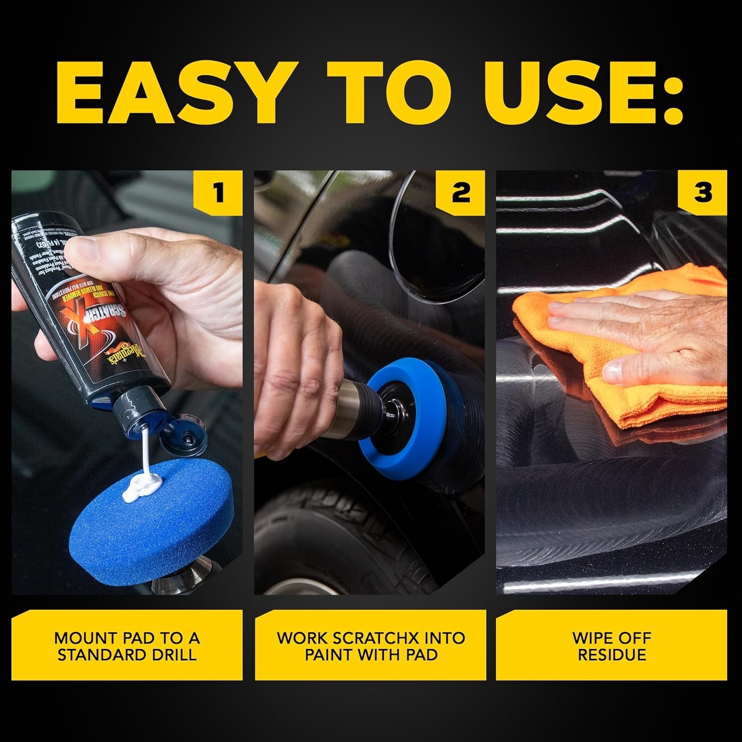 Clear Coat Safe Car Scratch Remover Kit: Quik Eraser with ScratchX (4 Count)