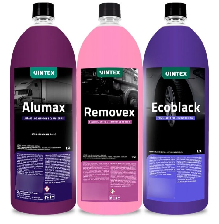 Ecoblack 1,5 L+ Alumax Cleaning 1.5 L+Removex Chassis 1.5 L /Vonix Vintexx Kit.