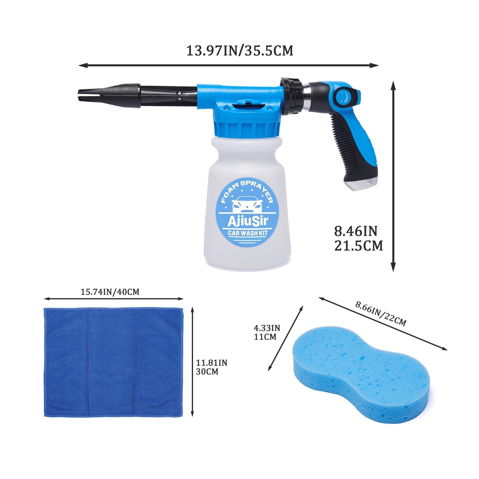 Foam Cannon Car Wash Kit with Sprayer, Sponge & Towel – Garden & Pet Cleaning To