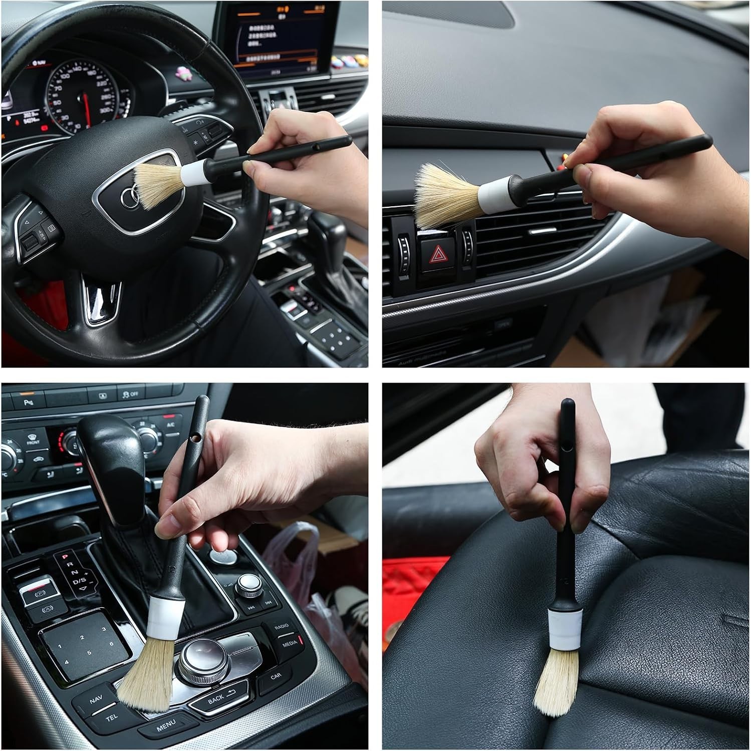 Car Detailing Kit 10pcs Includes Soft & Wire Brushes for Interior Exterior Cl…