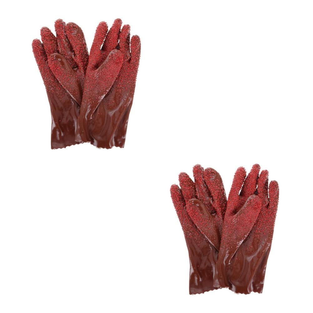 2 Pairs Non-slip Cleaning Gloves Thick Dishwashing for Dishes Commercial