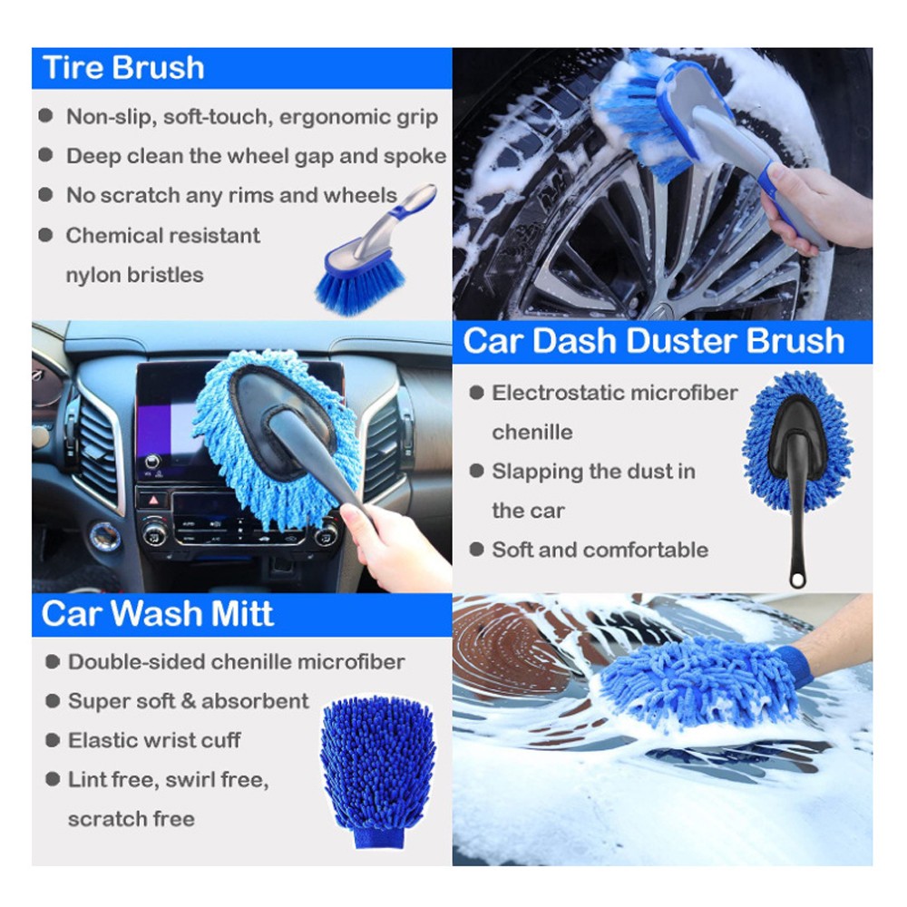 10PCS Car Wash Cleaning Tools Kit Automobile Detailing Brush Dash Duster Br SQYW