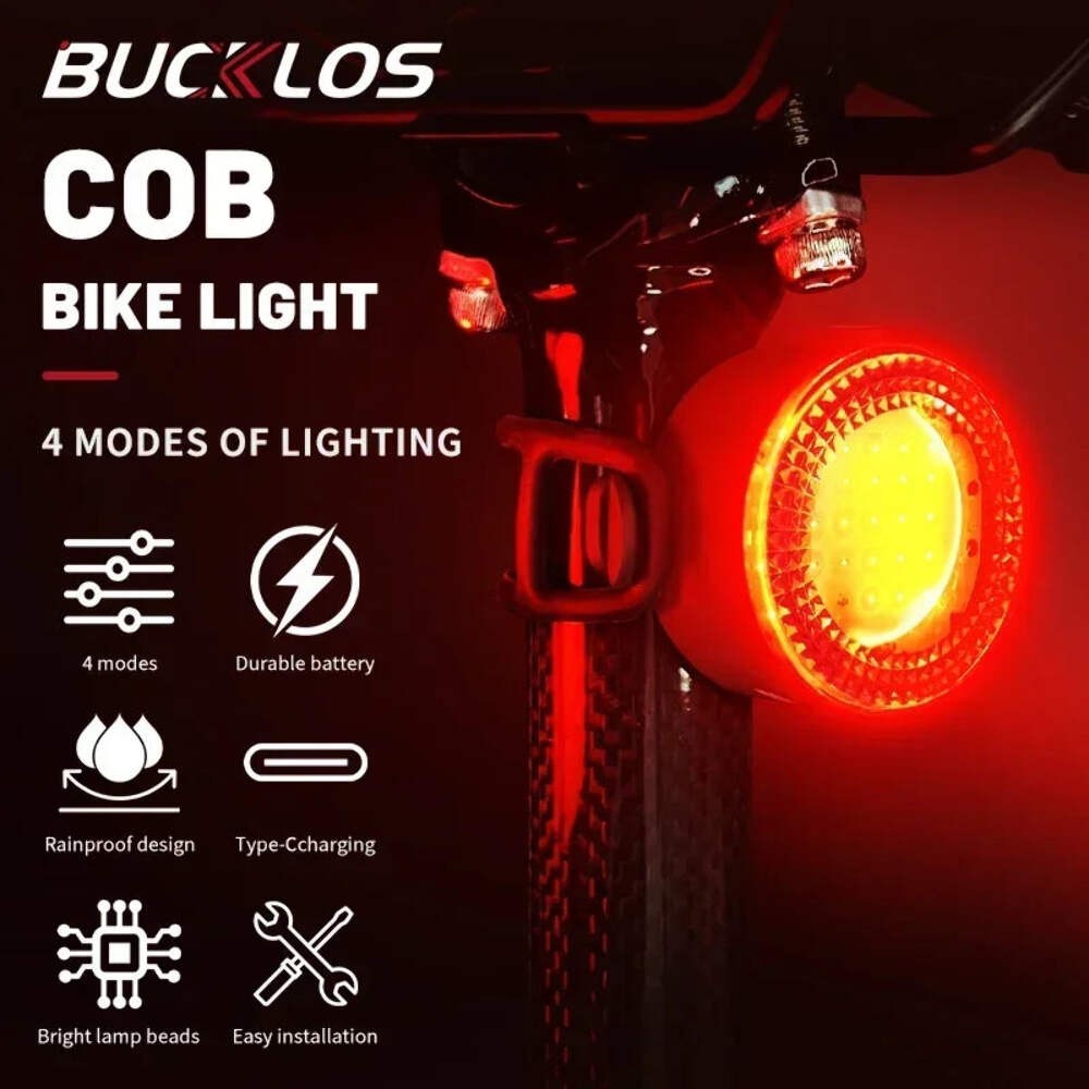 BUCKLOS Cycling Lights COB Bicycle Headlight Taillight LED Bike Front Rear Light