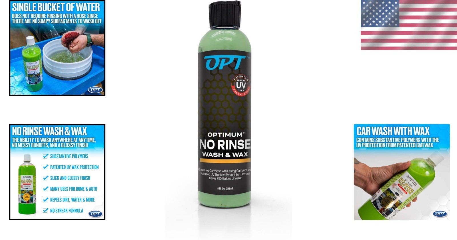 Optimum No Rinse Wash & Wax 8 oz – Eco-Friendly Car Shine with UV Protection