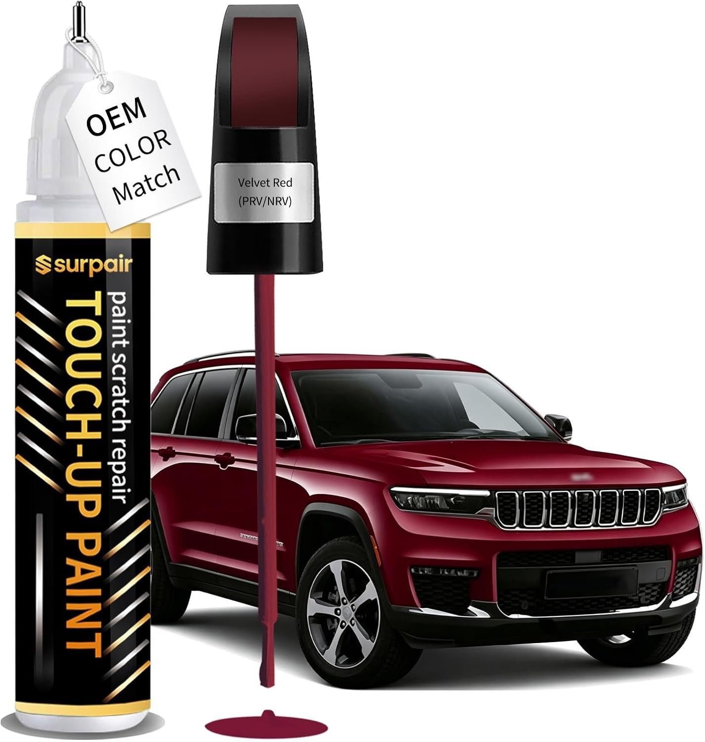 Velvet Red Jeep Touch Up Paint – OEM Color Match Scratch Repair Pen Kit 0.4 F…