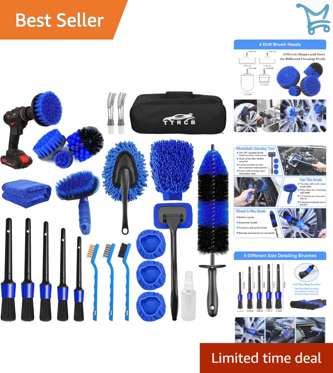 Car Detailing Kit 26pcs Exterior Interior Wheels Brushes Wash Mitts Cloths