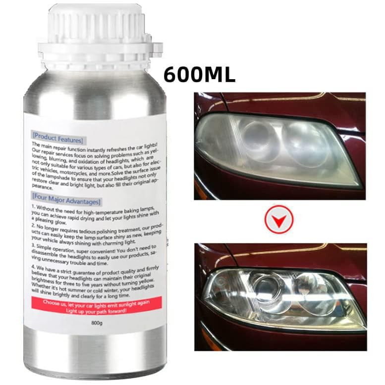 800g Auto Headlight Restoration Liquid, Car Repair Fluid 600ML