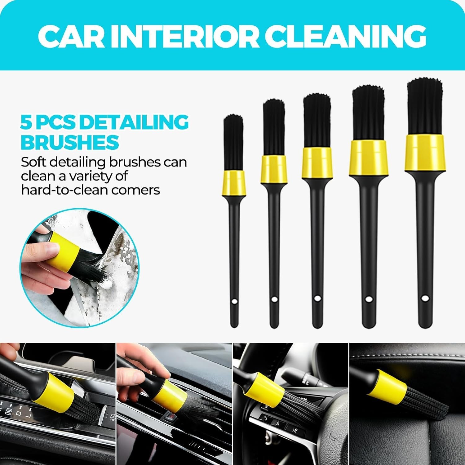 ALFLOD 30Pcs Car Detailing Kit, Car Detailing Brush Set, Car Wash Cleaning Kit,