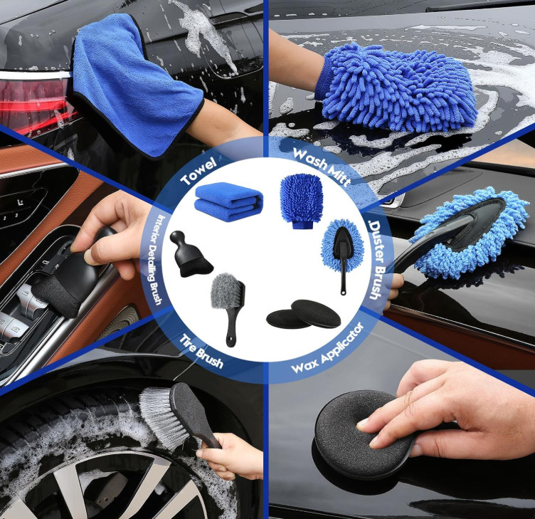 Car Detailing Kit 45Pcs Professional Car Wash Cleaning Set Interior Exterior BK