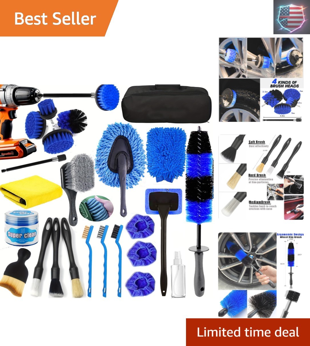 26Pcs Car Detailing Kit, Car Detailing Brush Set, Auto Detailing Drill Brush …