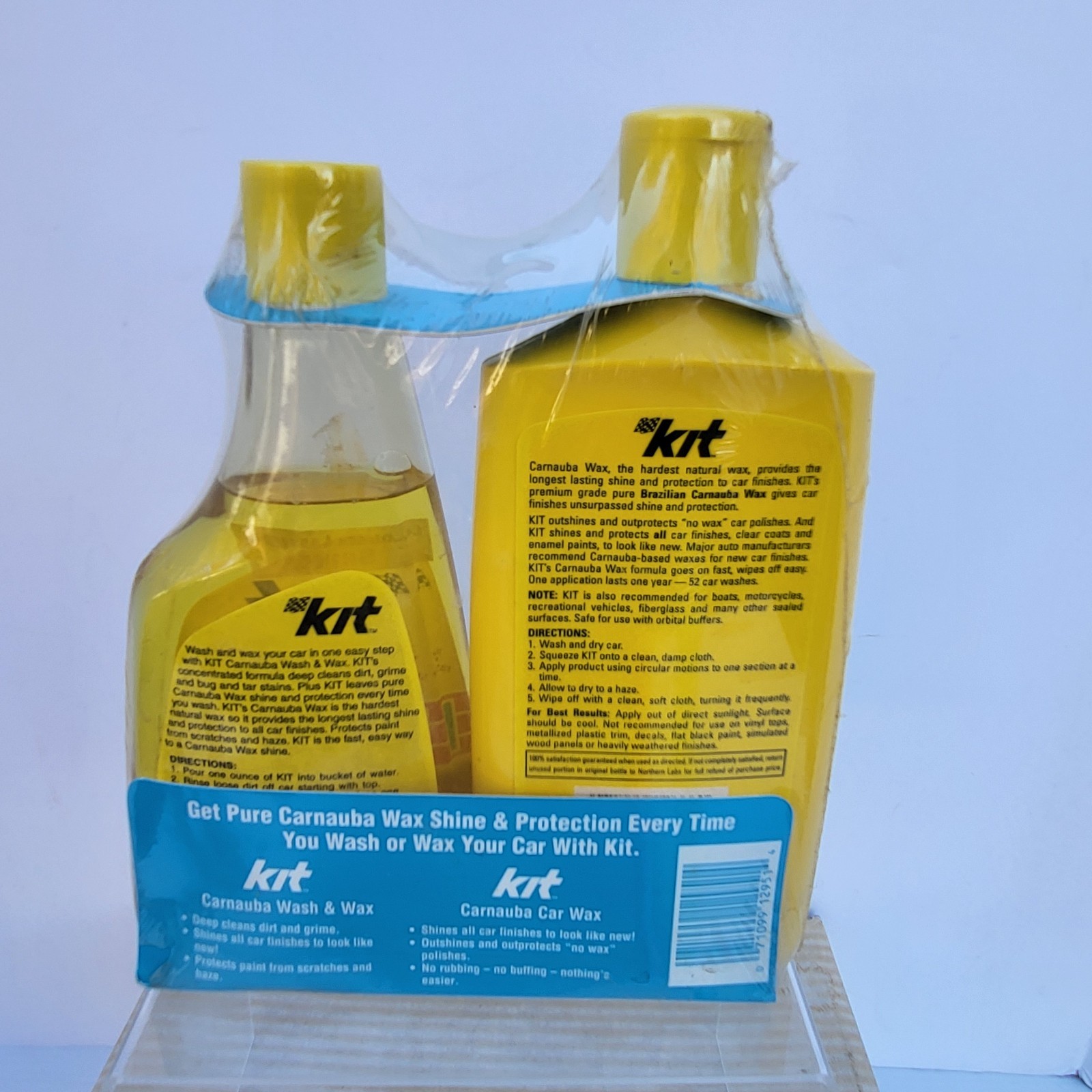 Kit Carnauba Liquid Car Wax & Carnauba Wash-Wax Long Lasting Shine Set 2 Bottles