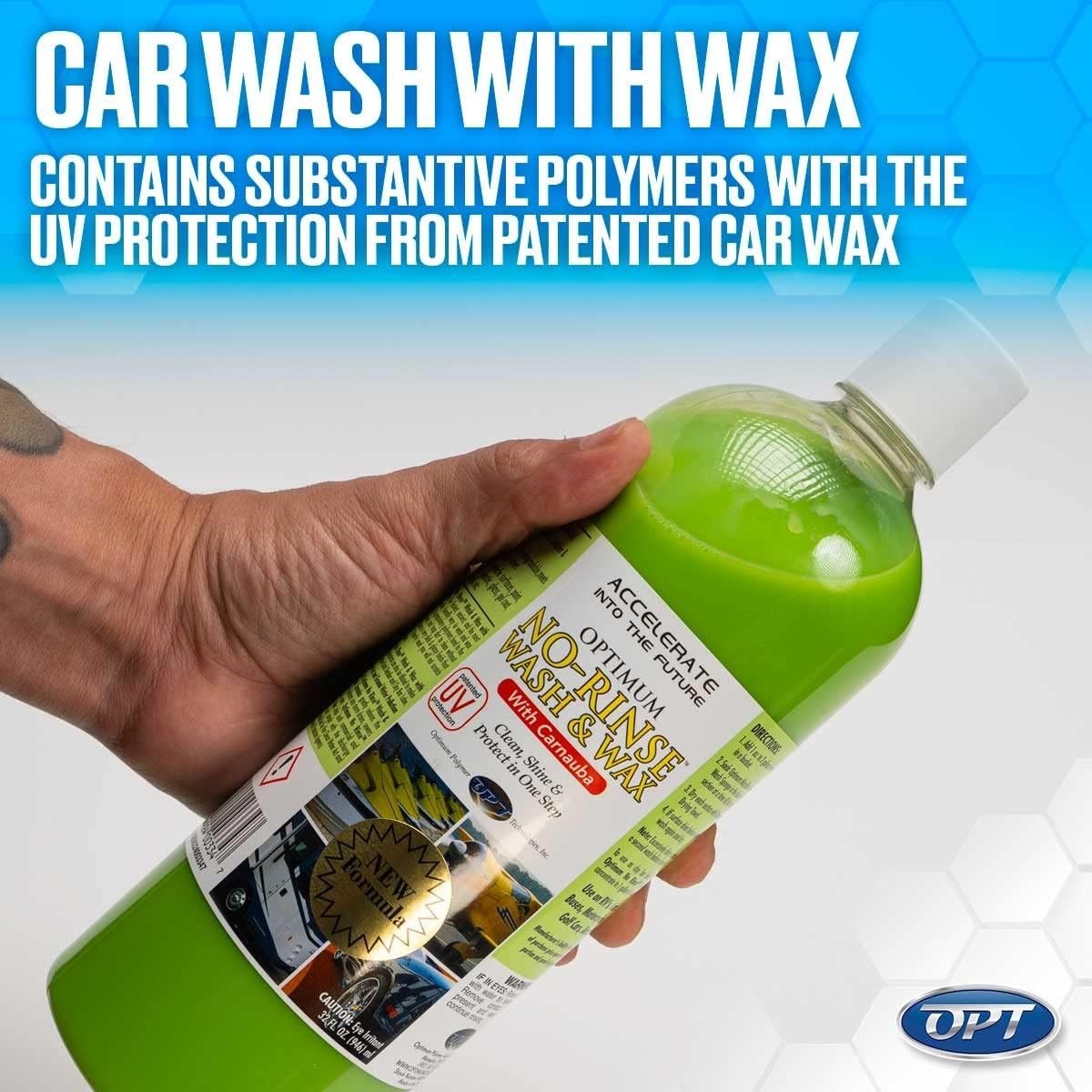 Optimum No Rinse Wash & Wax 8 oz – Eco-Friendly Car Shine with UV Protection
