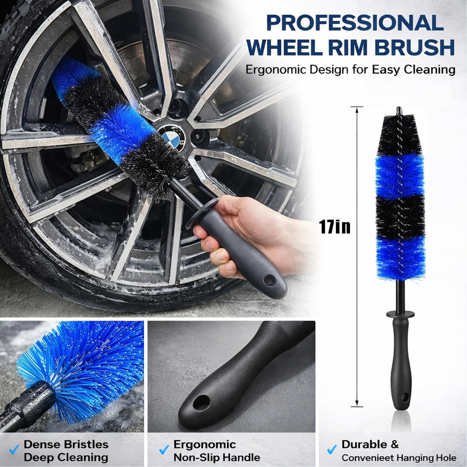 Car Detailing Brush Set 8Pcs Professional Kit Interior Exterior Black DG-02