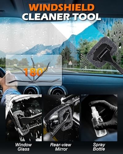 18-Piece Car Interior Cleaning Kit – Windshield Cleaner Tool, Microfiber Pads &