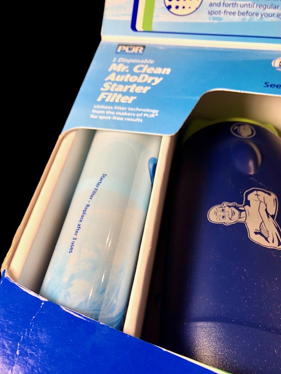 Mr Clean Auto Dry Car Wash System Autodry Device 6.7 oz Soap Filter box damaged