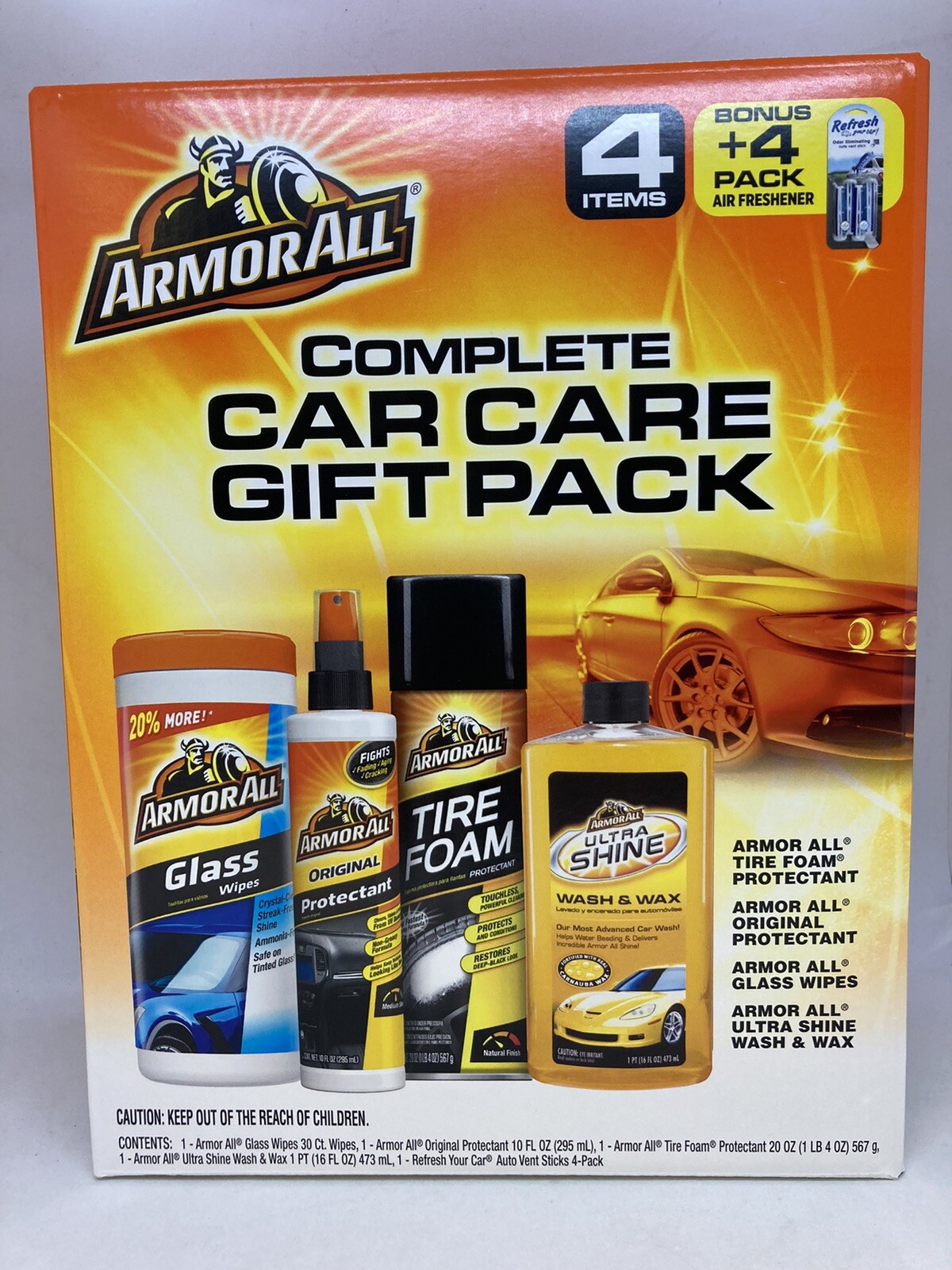 Armor All Complete Car Care Gift Pack ~ 4 Items w/ Bonus Air Freshener
