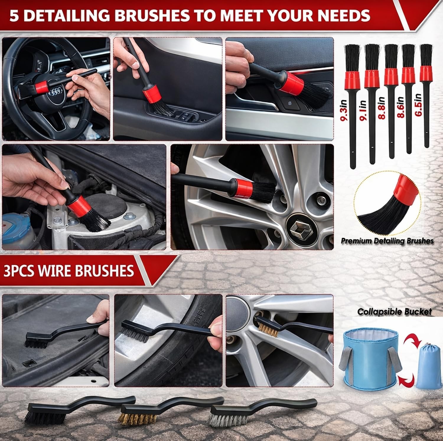 56Pcs Car Wash Cleaning Kit – Foam Gun, Long Handle Brush, Wheel Brush & Hose Sp