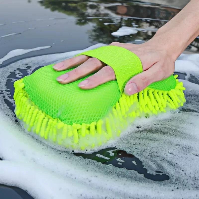 Microfiber Car Wash Sponge Cleaning Glove Towel Auto Detailing Accessories