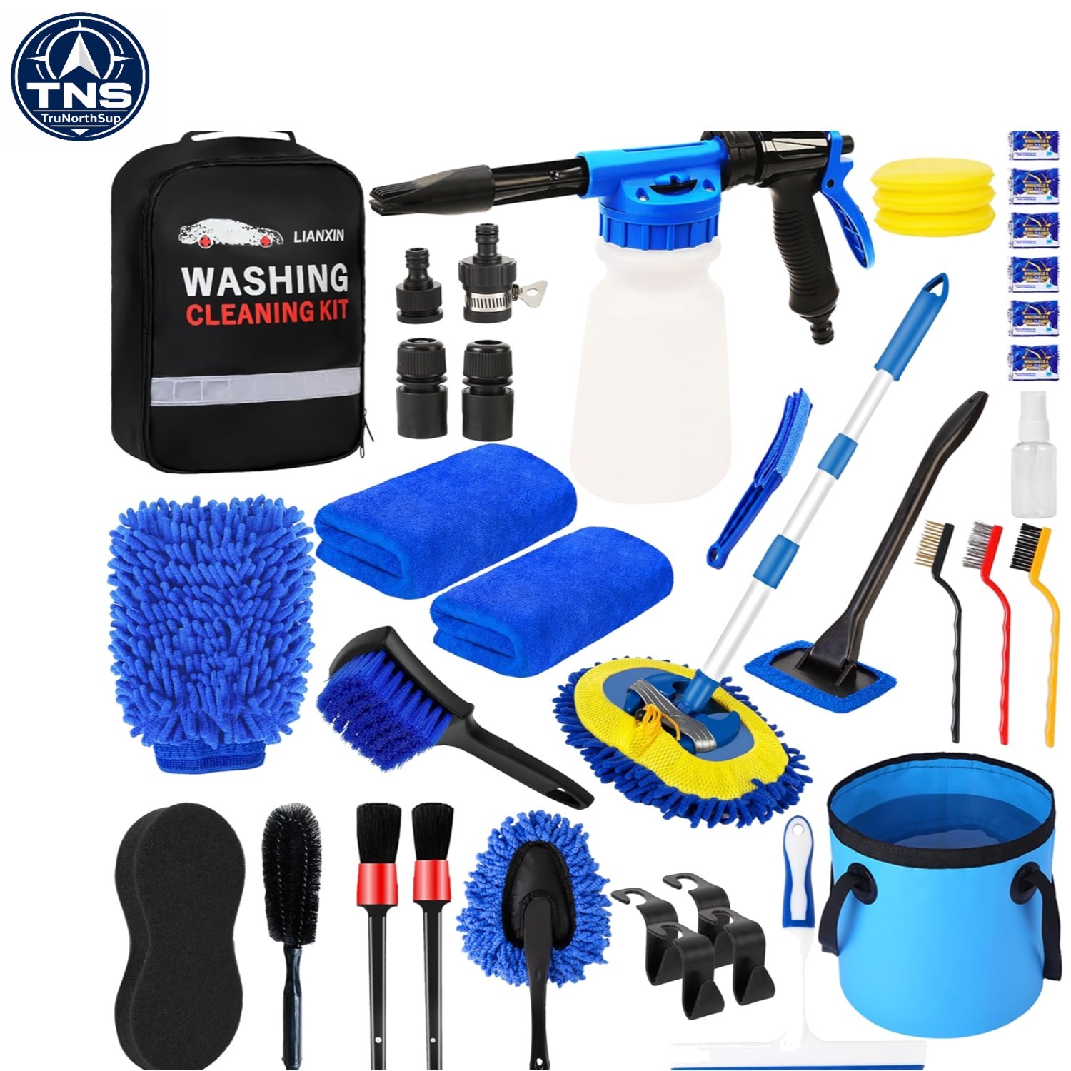 Car Wash Cleaning Kit with Foam Gun, Car Wash Brush with Long Handle, C…