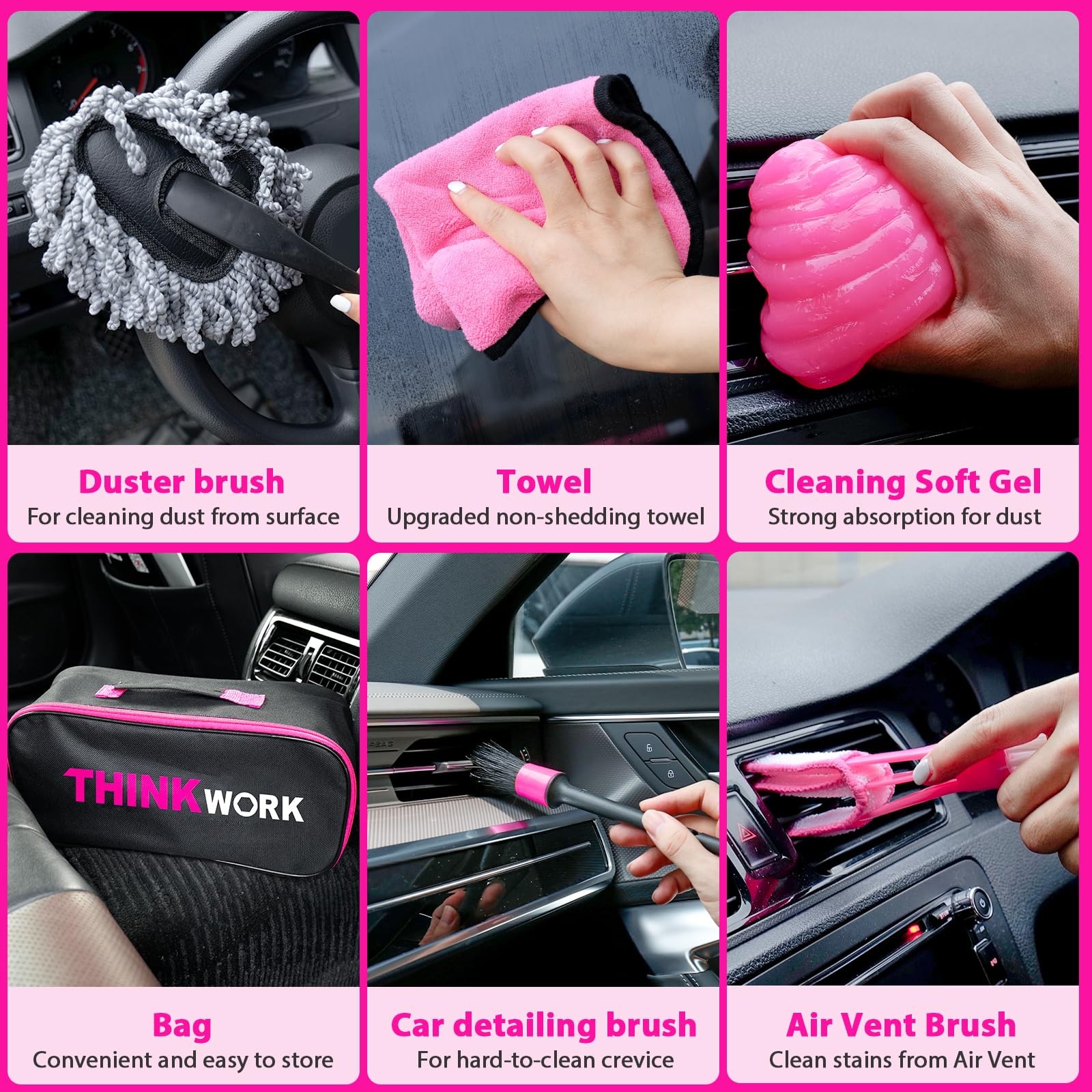 Cordless Handheld Vacuum 8000PA Car Detailing Kit Interior Cleaner Pink Cleaning