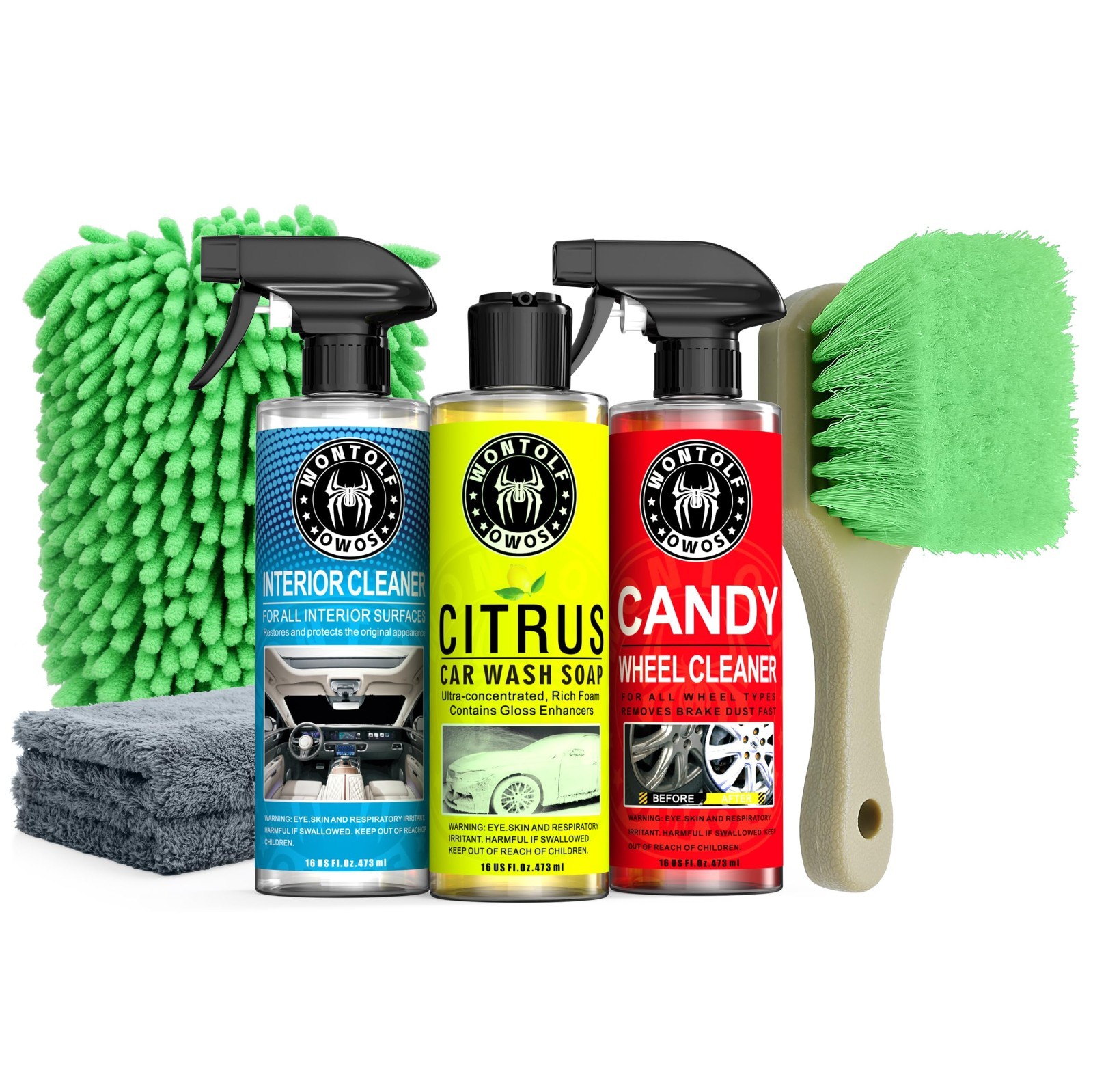 Complete Car Wash Cleaning Kit – Interior Detailing, Soap, Wheel Cleaner & Brush