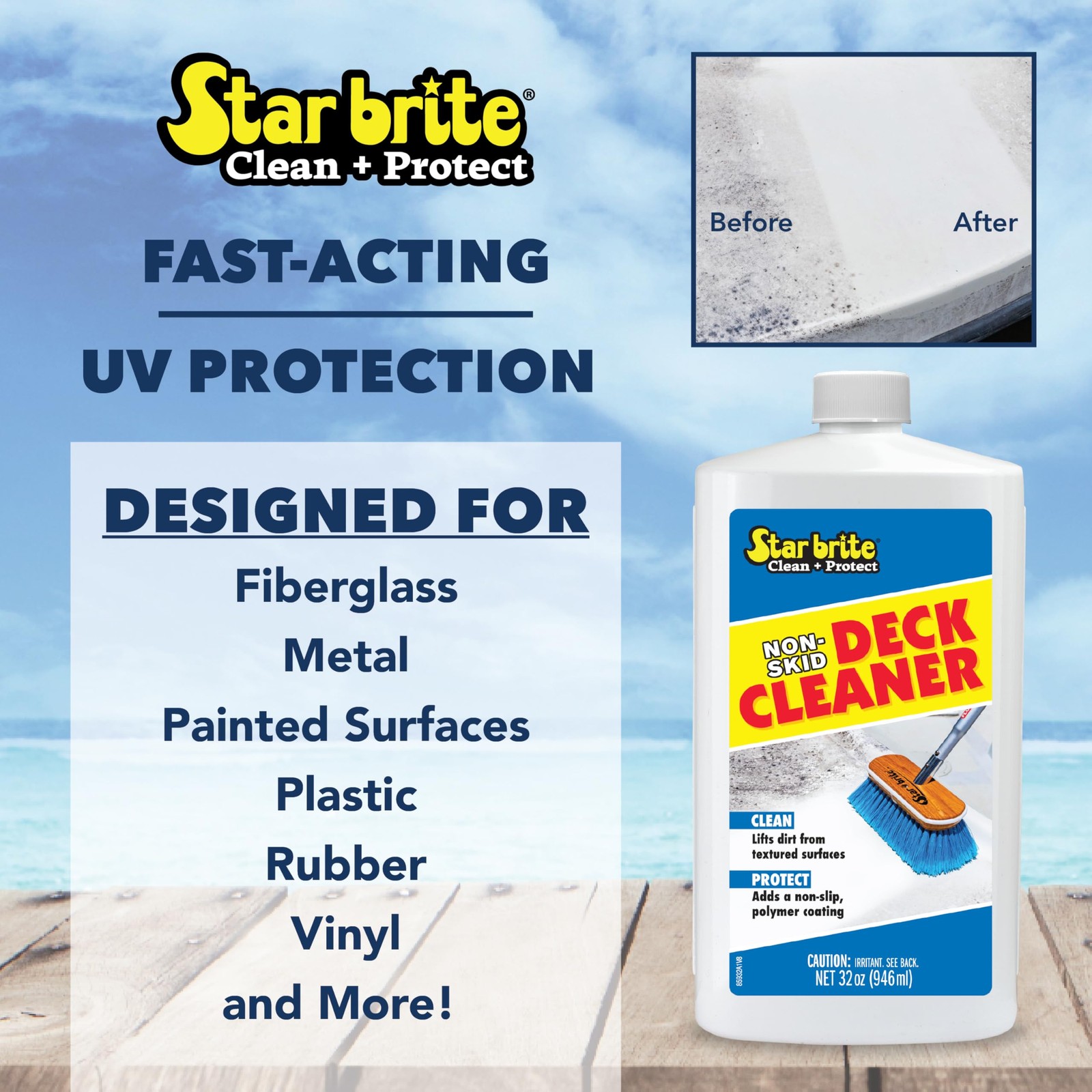 STAR BRITE Non-Skid Deck Cleaner & Protectant – Lift Dirt & Stains From Fibergla