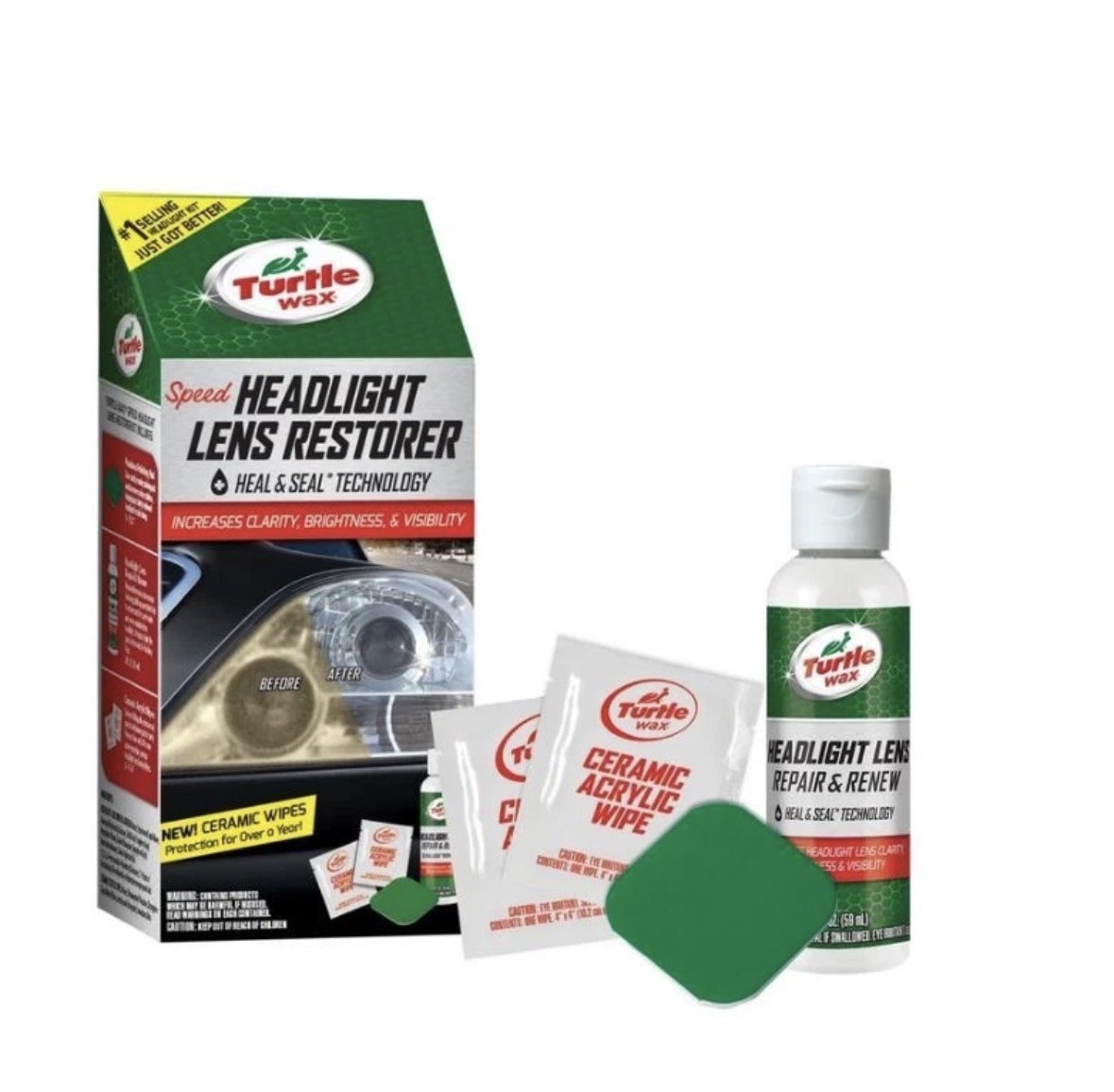 Turtle Wax New Speed Headlight Lens Restorer Kit, Heal and Seal