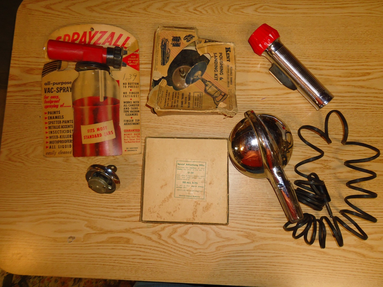 Mixed Lot Vintage Car Accessories / Cleaner / Polish Kit / Spot Light / Gas Cap