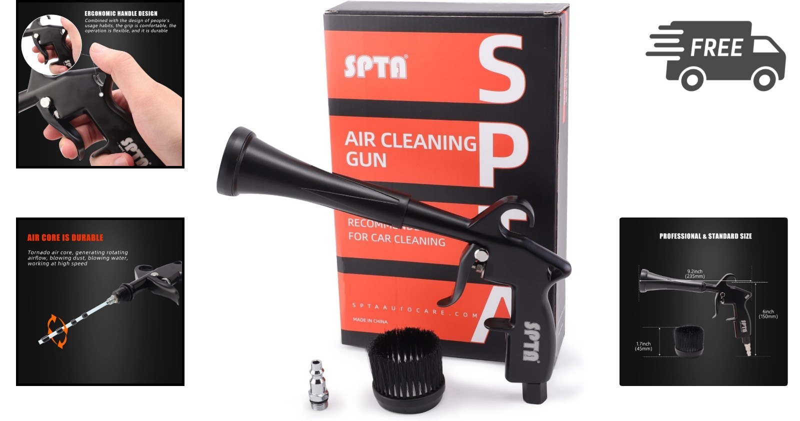 Car Cleaning Gun High Pressure Air Blow Gun Kit Dust Dirt Blaster