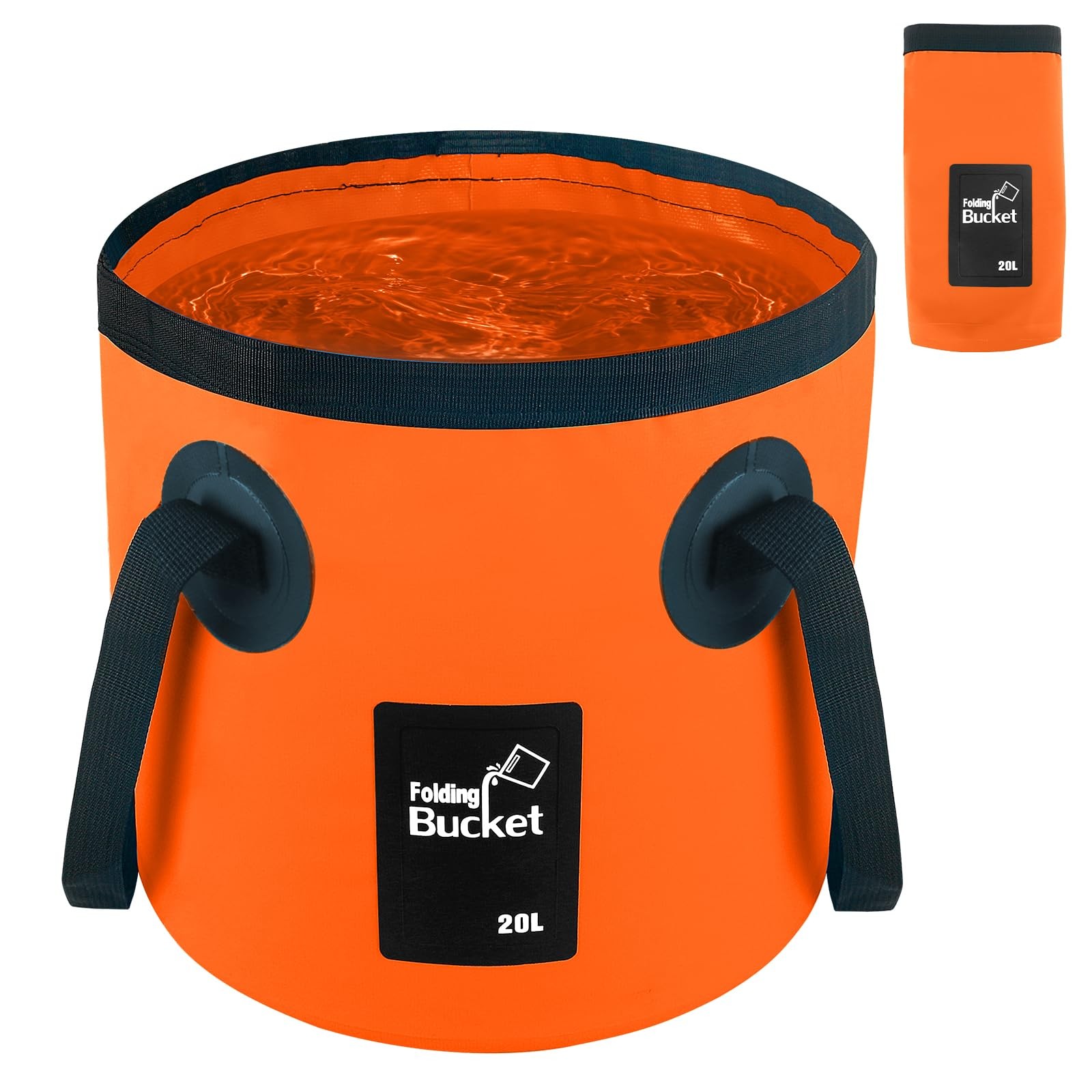 5 Gallon Bucket, Collapsible Bucket with Handle for Outdoor Beach 20L, Orange